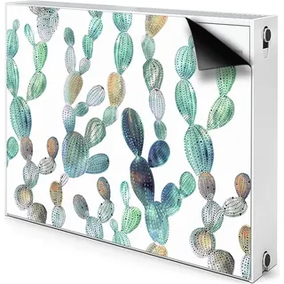 Magnet Radiator Magnet Mat Heizkörper Heizung Verkleidung Abdeckung 110x60 cm  - Kakteen - Blau