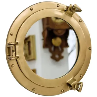 Aubaho Dekoobjekt Bullauge mit Spiegel zum Öffnen Schiff Boot Maritim Dekoration 29cm (d