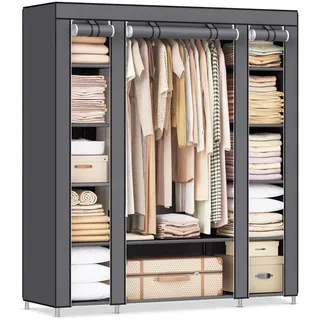 Songmics Kleiderschrank 12 Ablagen 45 x 175 x 45 cm Grau
