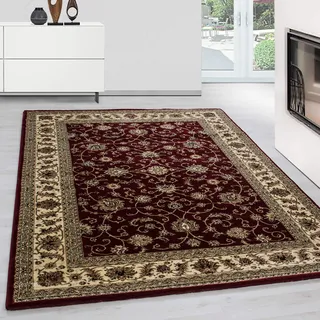 Teppium Kurzflor Teppich Wohnzimmer 300x400 cm Rot Vintage Look - Orientteppich Waschbar, Orientalisch Design, Pflegeleicht und Weich - Ideal für Schlafzimmer, Esszimmer und als Küchenteppich