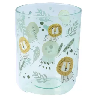 PARSA Beauty Zahnputzbecher Kids Safari – Blauer Zahnbürstenbecher mit süßen Safari-Prints – Hygienisch, praktisch, leichte Reinigung, stilvoll für Kinder – Fassungsvermögen 200 ml – 6,5 x 6,5 x 8 cm