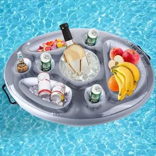Poolbar, 2-in-1-getränke- Und Snackhalter, Aufblasbarer, Schwimmender Getränkehalter, Große, Schwimmende Untersetzer Mit 8 Löchern Für Sommerliche Poolpartys, Strand- Und Wasserpartys