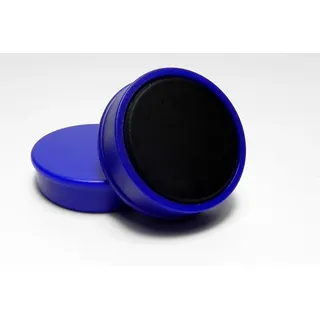 Organisationsmagnet mit Farbiger Kunststoffkappe, 25mm, blau, 20 Stück, Büromagnete klein, Kühlschrankmagnete rund, Whiteboarmagnete mit Anfassrand