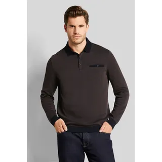 Langarm-Poloshirt BUGATTI, Herren, Gr. 4XL, braun (cognac), 70% Polyester, 30% Baumwolle, unifarben, casual, normal, ohne Ausschnitt, Langarm Rippbündchen, Shirts, in 2-tone-Optik