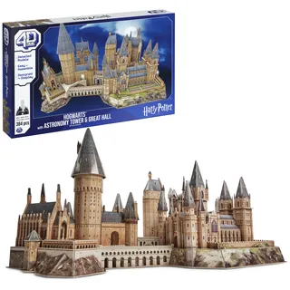 4D Build, Harry Potter Deluxe Hogwarts-Schloss mit Astronomie-Turm & großer Halle, über 60 cm breit, Modellbausatz, 384 Teile, 3D-Puzzles für Erwachsene und Jugendliche ab 12 Jahren