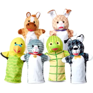 Melissa & Doug Tierfreunde-Handpuppen, 6er-Set (Katze, Hund, Pferd, Papagei, Schildkröte, Hase, Pferd)