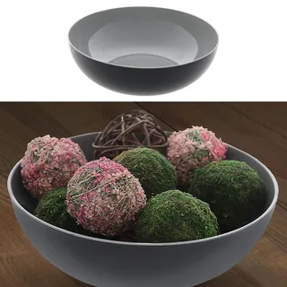 Cepewa Dekoschale │ Ø30cm x H10cm Kunststoff grau schwarz │ Obstschale rund Tischdeko (1 x rund grau schwarz Ø30cm)
