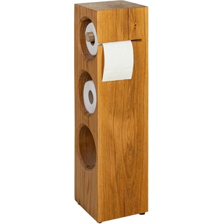 Naturmassivmöbel Toilettenpapierhalter Stehend Holz Eiche 17x17x70 Handarbeit aus Deutschland Klopapierhalter ohne Bohren WC Garnitur mit Schlitz