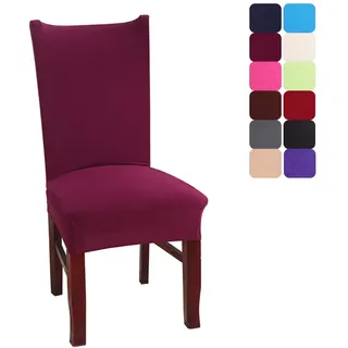 Chickwin Chickw1 Stuhlhussen 2/4/6/10 Stück Einfarbig, Modern Elastischer Stuhlbezug Abnehmbare Waschbar Für Hochzeit, Hotel, Bankett, Partys Deko Universal Grau Stuhlhussen (6 Stück,Fuchsia)