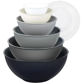 Greentainer Rührschüssel Salatschüssel Set mit Deckel, 12-teilig, Stapelbar, Kunststoff, 6