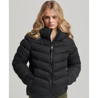 Superdry für Damen. W5011594A Steppjacke aus Mikrofaser mit Kapuze (S), Schwarz, Lässig, Recyceltes Polyester, Nachhaltig
