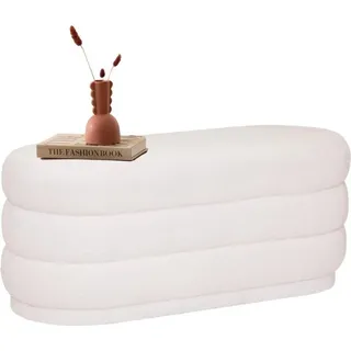 "MISOU Teddy Bank Teddy Poef Hocker Lockenkopf Stoff 100x40cm" - Creme