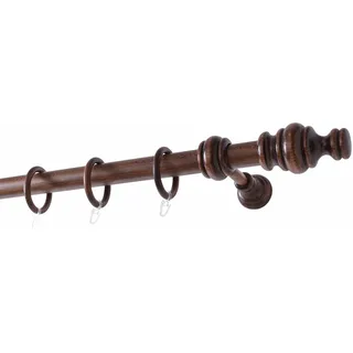 GARESA Gardinenstange GARESA "BAROCK", braun (nussbaum), L:110cm Ø:35mm, Holzwerkstoff, Gardinenstangen, rustikale Vorhanggarnitur Holz, verlängerbar, mit Ringe/2 Lauf Gleiter