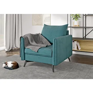 s-style möbel Sessel Azalea Luxusmikrofaser 74 x 86 x 91 cm Blau