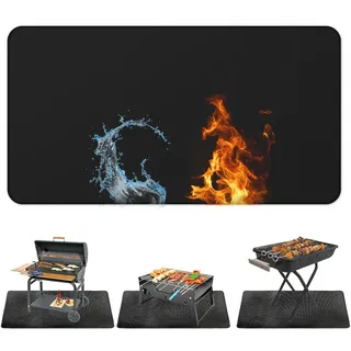 Feuerfeste Unterlage Kamin Matte Hitzeschutzmatte 105 x 51 cm Grillmatte Bodenschutz für Holzofen Feuerhemmende 1800°F Hitzeschutzmatte, Unterlage Grillteppich für Gasgrill Holzkohlegrill