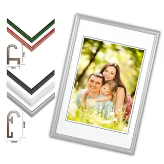 Bilderrahmen Neumann Einzelrahmen Alurahmen IMAGE mit Glas, MDF-Rückwand mit Schwenkfedern grün 21 x 30 cm
