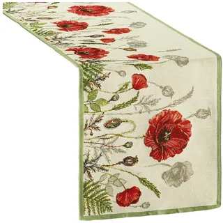 Sander Tischläufer Poppy Meadow Gobelin rot-Natur Größe 32x96 cm