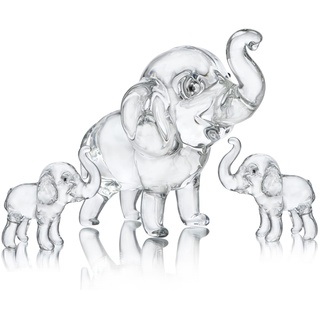 HDCRYSTALGIFTS Set mit 3 Stück, Mutter und Zwei Babys, Elefant, Sammelfiguren, Glückskristall, Briefbeschwerer, Ornament, Heimdekoration, Tischdekoration, Einweihungsgeschenk