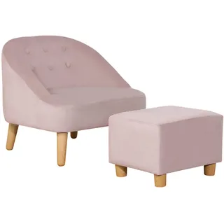 Homcom Kindersessel mit Fußhocker 51 x 51 x 50 cm Holz rosa
