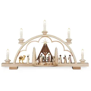 Schwibbogen Christi Geburt + Krippe natur elek. bel. (LxBxH):57x11x32cm NEU