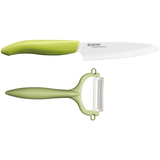 KYOCERA Messer-Set GEN (Set, 2-tlg), scharfe Hochleistungskeramik-Klinge, (Universalmesser, Sparschäler) grün