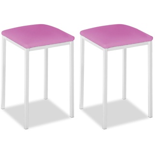 ASTIMESA Küchenstuhl aus Metall mit offener Rückenlehne, Rosa, 35x35x45
