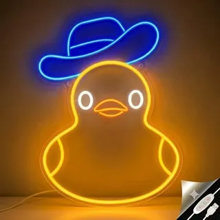 LED Neon Schild Ente, USB Neon Lampe Dimmbar mit Schalter, Neon Wandlampe für Kinderzimmer, Mädchenzimmer & Schlafzimmer, LED Wanddeko, Leuchtreklame für Zimmer, Party & Geschenk, 40 x 30 cm