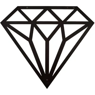 Hansmeier® Wanddeko Diamant Schwarz - 42 x 48 cm - Wasserfest, schlicht, modern - Für Außen und Innen - Metall-Dekoration im Industrial Style