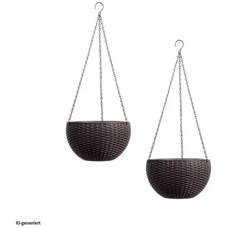 Hti-Living Nessa 2er Set Blumenampel Rattanoptik 0 x 0 x 0 cm Braun