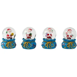 4 Stück Schneekugeln mit LED Licht Ø 4 cm Weihnachtsmann Batteriebetrieben