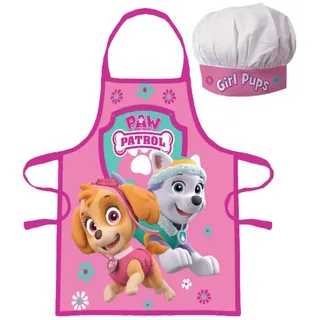 PAW PATROL Kochschürze Girl Pups - Skye & Everest, (2-tlg), Kinder Koch-Set, Backschürze + Chefmütze rosa
