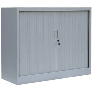 Querrollladenschrank komplett montiert Sideboard 100cm breit Stahl Büro Aktenschrank Rollladenschrank grau 555100 (HxBxT) 750 x 1000 x 460 mm