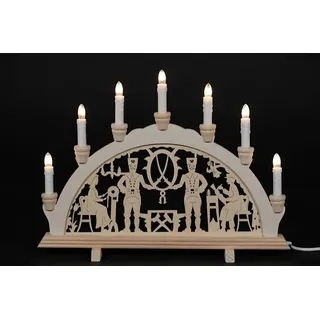 Schwibbogen Lichterbogen Fensterdekoration Bergleute 45cm Echtholz 7 Kerzen sig