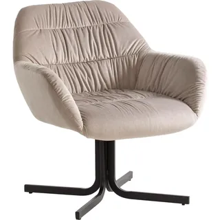 FineBuy Cocktailsessel FINEBUY Samt 64 x 74 x 68 cm Beige gepolstert