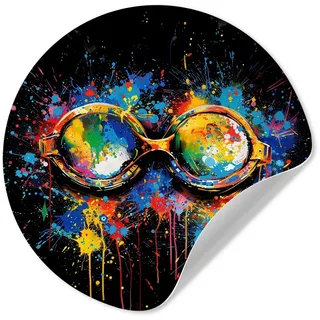 MuchoWow Wandsticker Graffiti - Sport - Schwimmen - Schwimmbrille (1 St), Wandtattoo Selbstklebend, Wohnzimmer Deko Aufkleber, 30x30 cm bunt 30 cm x 30 cm x 0.1 cm