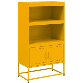vidaXL Highboard, Hochschrank mit Stauraum Tür, Kommode für Wohnzimmer Schlafzimmer, Sideboard Beistellschrank, Industrie-Stil, Senfgelb Stahl