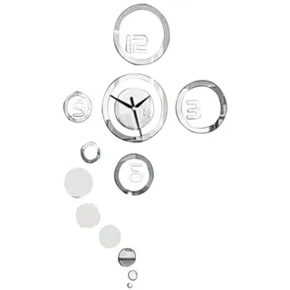FOMIYES 3D Acryl Spiegel Wanduhr Diy Abnehmbar Wandtattoo Uhrwerk Silber Für Wohnzimmer Schlafzimmer Wanddeko