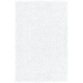 Badematte Chenille Lashuma, Höhe 20 mm, fußbodenheizungsgeeignet, Baumwolle, rechteckig, Weißer Badvorleger saugfähig 50x80 cm weiß