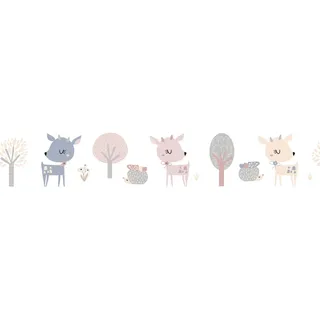 Marburg Kindertapete, matt, Wald, Motiv, (1 St), Tiere, moderne Tapete für Wohnzimmer Schlafzimmer Küche blau|bunt|rosa