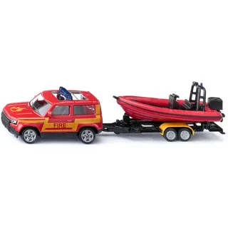 Siku 1608 - Land Rover Defender mit Boot rot