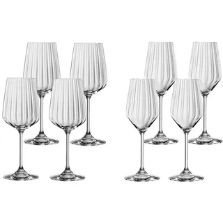 SPIEGELAU Weinglas Spiegelau Lifestyle 4x Weißwein + 4x Champagner Gläser, Kristallglas weiß