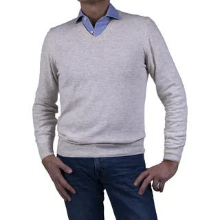 Marenza Herren Pullover mit V-Ausschnitt aus Kaschmirmischung und Seide, Made in Italy, Langarm - M
