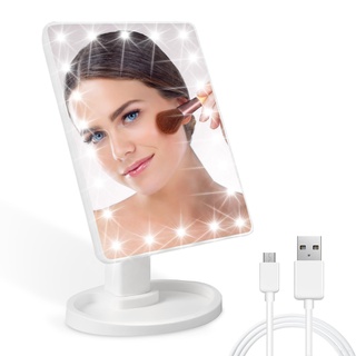 SPORWAY LED Schminkspiegel, Kosmetikspiegel mit Touch Beleuchtung Dimmbaren Helligkeit, 360° Drehen Makeup Spiegel Standspiegel, USB Aufladung Schminkspiegel für Zuhause, Unterwegs