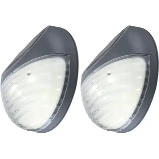 ETC Shop Solarleuchte Kunststoff 2er Set grau