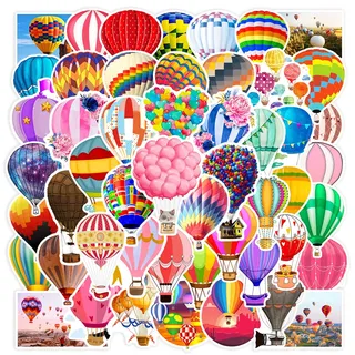 50 Stück Heißluftballon-Aufkleber, PVC, wasserdicht, Vinyl, ästhetische Aufkleber für Handyhüllen, Scrapbooking, Wasserflaschen Sets 1,57 "-3,15"
