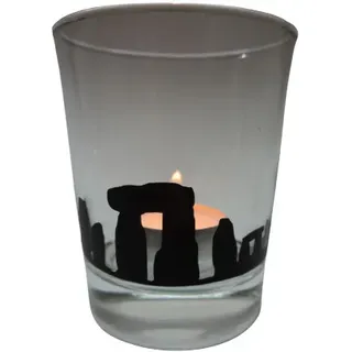 Teelicht Glas Windlicht print "Stonehedge" schwarz Ostern Handmade Dekoration
