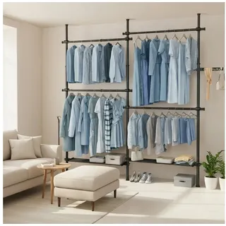 Songmics Garderobenleiste 3-stufige Garderobe Schwarz