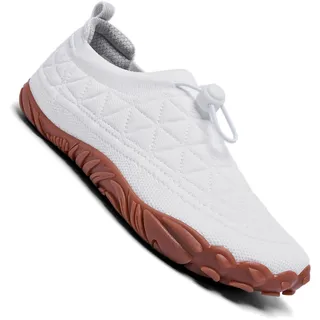 SHULOOK Barfußschuhe Herren Damen rutschfeste Breite Barfussschuhe Atmungsaktive Barfuss Schuhe Wasserschuhe Sneakers (Weiß EU 40) - 40 EU