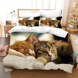 HSGLGNA Katze Bettwäsche Set 135 x 200 cm, 3D Katzenmotiv Mikrofaser Bettwäsche-Sets 3teilig mit Reißverschluss, 100% Baumwolle, mit Bettbezug und Kissenbezug (Katze-6, 200 x 200 cm)