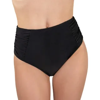 MYLILY Damen Bikini Hose mit Raffungen | Shape Bikini Unterteil | High Waist Bikinihose Schwarz XXL - XXL